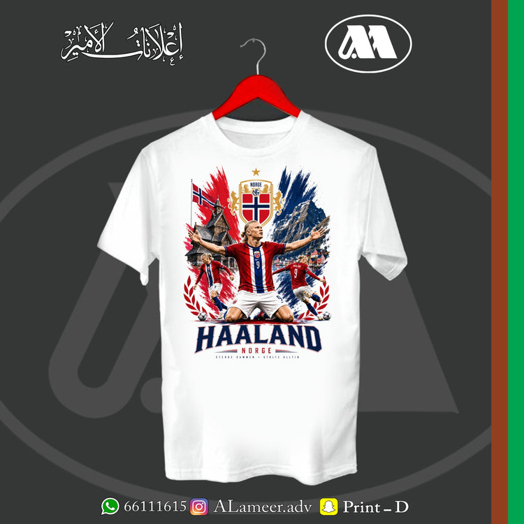 Erling Haaland Norway football t-shirt front design Kuwait