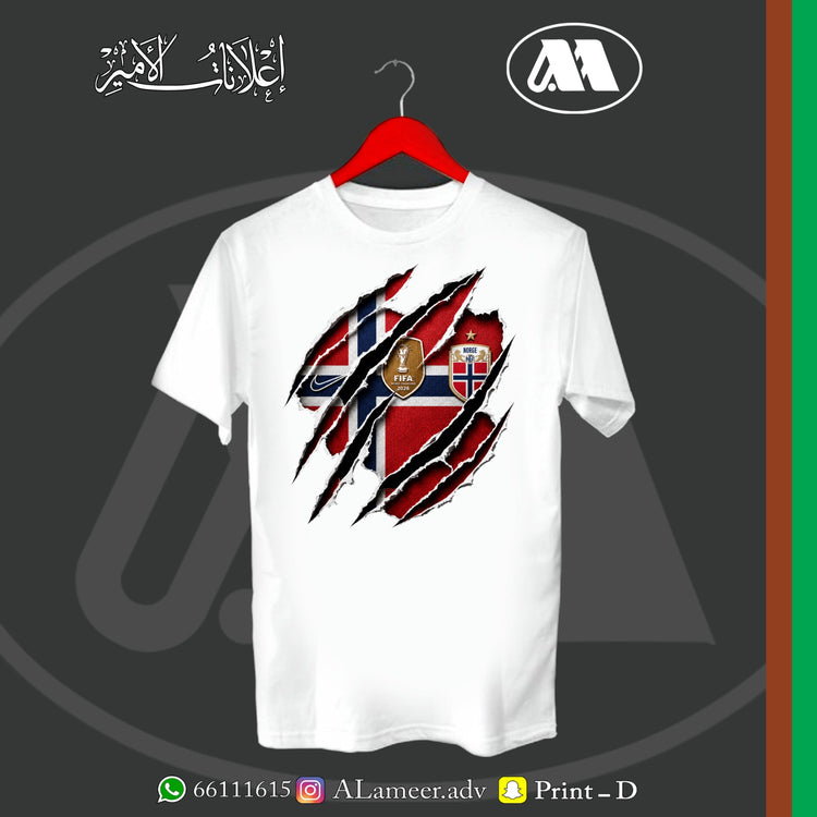 Norway football t-shirt front design Kuwait
