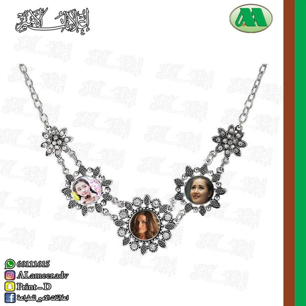 Custom Flower Shaped Necklace With 3 Photos - Alameer.adv