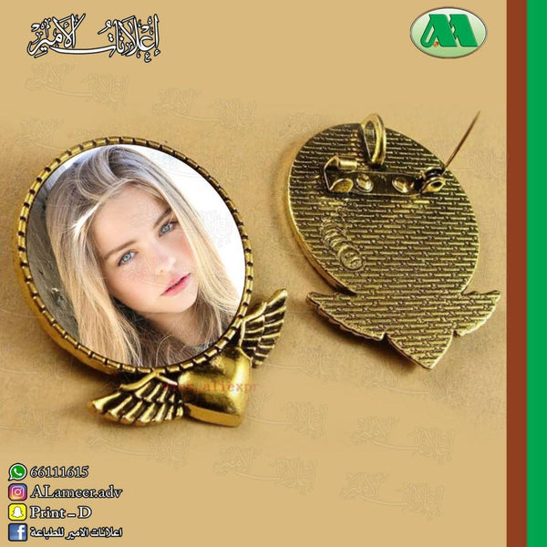 Personalized Round Pins Brooches Wings of Love - Alameer.adv