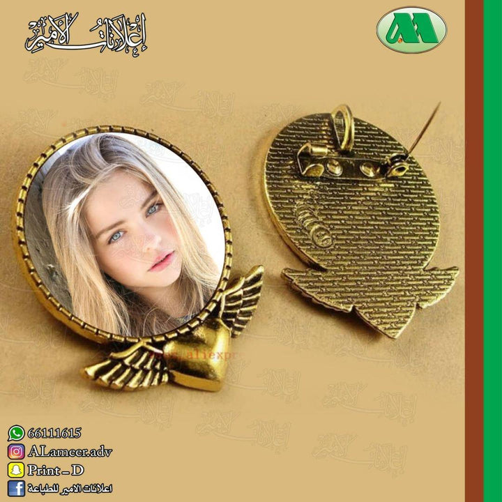 Personalized Round Pins Brooches Wings of Love - Alameer.adv